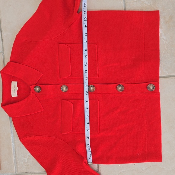 SÉZANE Betty Coral Red Merino Wool Knit Cardigan Jacket Size Medium New - Picture 9 of 11